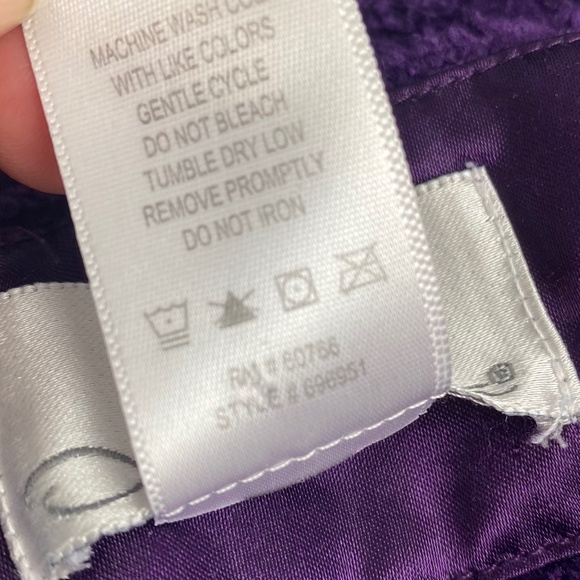 OSCAR DE LA RENTA Robe Coverup Full Zip Pockets Fleece Midi Purple Size L/XL - Picture 4 of 5